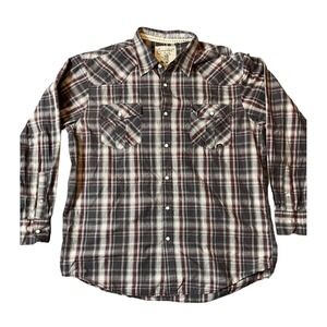 Coastal Shirt Mens XXL Button-Up Long Sleeve Pearl Snap Button Plaid Casual